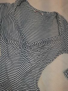 Striped Ruched V-Neck Top