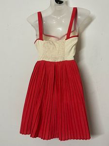 Pintresty Chic peach &amp; Cream Pleated Dress