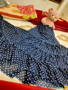 Navy Polka Dot Ruffle Skirt
