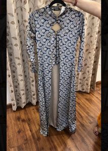 Stylish Printed gown(shrug)  with Zipper