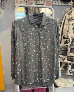 Cute Snoopy Print Button-Up Shirt