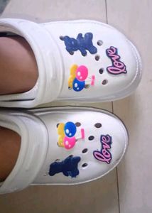 Decorated White Clogs