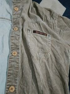 Classic Beige Fitted Corduroy Shirt for Women