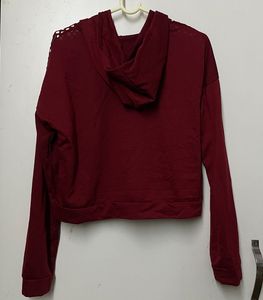 Maroon Mesh Detail Hoodie