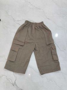 Striped Cargo Cropped Pants  5 pockets