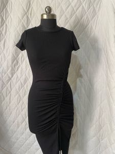 Black Ruched Bodycon Dress