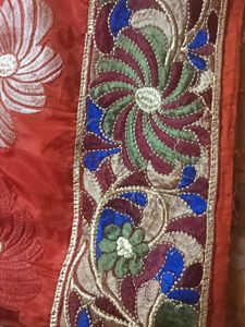Red Embroidered Saree