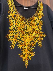 Embroidered Black Kurta