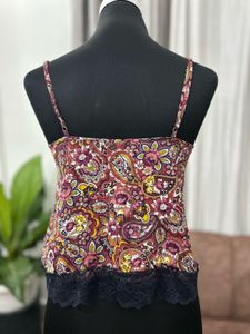 Paisley Print Camisole Top with Lace Trim