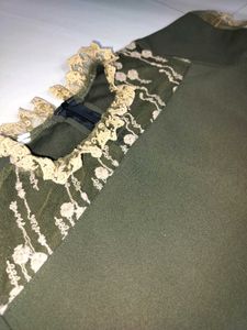 Olive Green Lace Trim Top