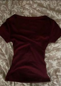Burgundy Lace Trimmed Henley Top