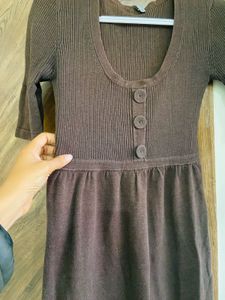 Brown Knit Mini Dress