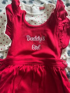 Baby Girl Red Dress with Heart Print