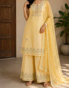 naira cut with plazo and dupatta