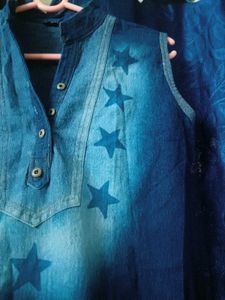 Denim Star Print Dress