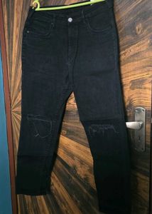 HERE&amp;NOW Men's Black Distressed Knee Jeans