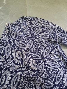 Navy Blue Floral Print Top