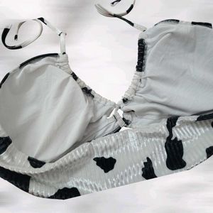 Cow Print Halter Bikini Top new WNOT