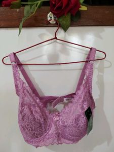 Imported Pink Wired Lace Bra