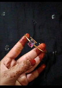 Gold Bangle Bracelet with Gemstone