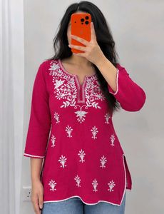 Pink Embroidered Kurta