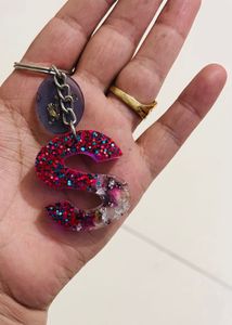 Resin Glitter  Letter 'S' Keychain