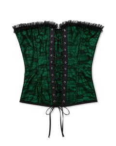 Green Corset Top with Black Lace
