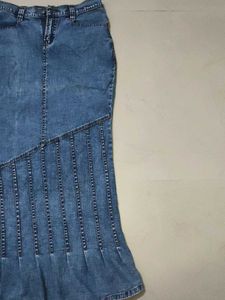 Blue Denim Maxi Skirt