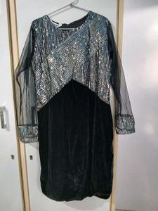 Sparkling Sequin & Velvet Party Dress