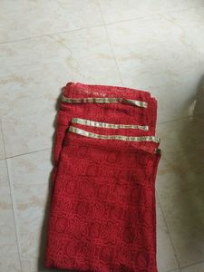 Red Ethnic Dupatta with Gold Border