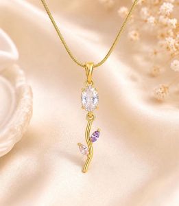 Anti tarnish tulip Pendant Necklace