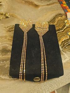 Sparkling Heart Dangle Earrings