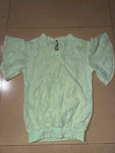 Light Green Printed Top with Charm
