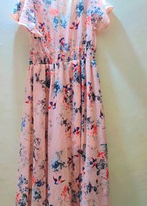 Light Peach Flower Dress For Girl 30 Bust