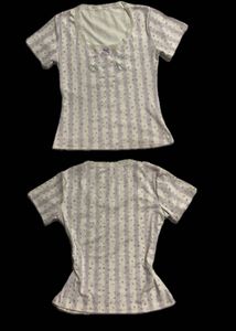 Cute Bunny Print Lace Trim Top