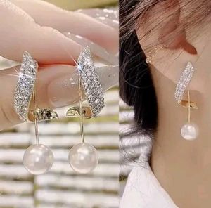 Elegant Pearl & Crystal Drop Earrings