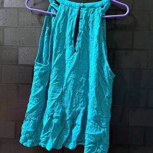 Turquoise blue lace top