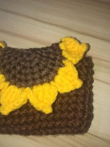 customed name Handmade Crochet Sunflower Pouch