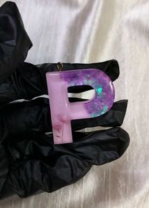 Resin Initial P Keychain