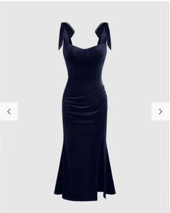 Littlebox Navy Velvet Midi Dress