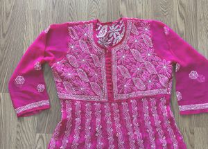 Stunning Magenta Chikankari Kurta