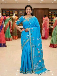 Beautiful Blue Floral Saree