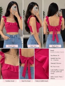 Ruffle Tie-Back Crop Top