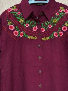 Embroidered Burgundy Kurta