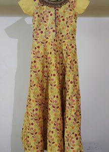 Yellow Embroidered Ethnic Gown