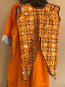 Orange Embroidered Kurta Set