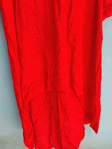 High Low Solid Red Long Tunic Top