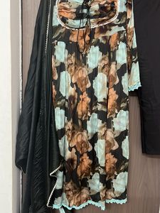 pure chinnon new Floral Print Anarkali 3 pcs suit