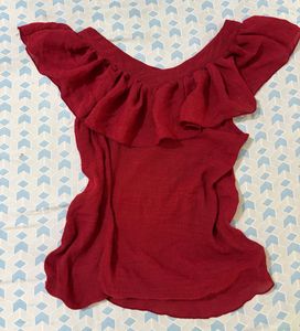 Chic Red Ruffle Top