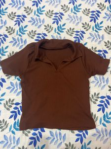 brown coloured crop top